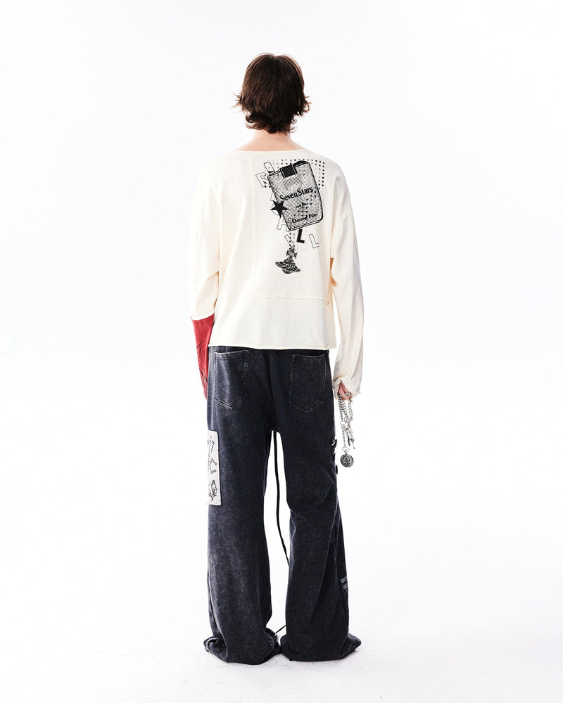 Pin Badges Velvet Wide-leg Pants