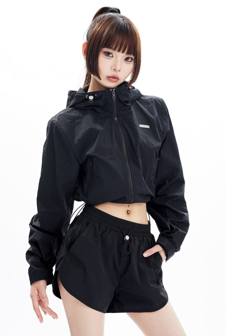 Sports Style Short Jacket and Shorts