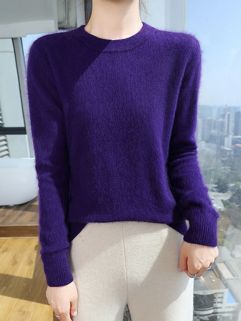 Autumn O-neck Soft 100%wool Sweater Qu030