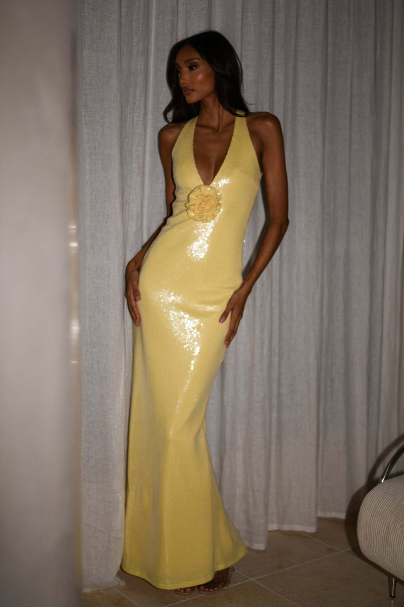 Cut-out Halter High Slit Maxi Dress