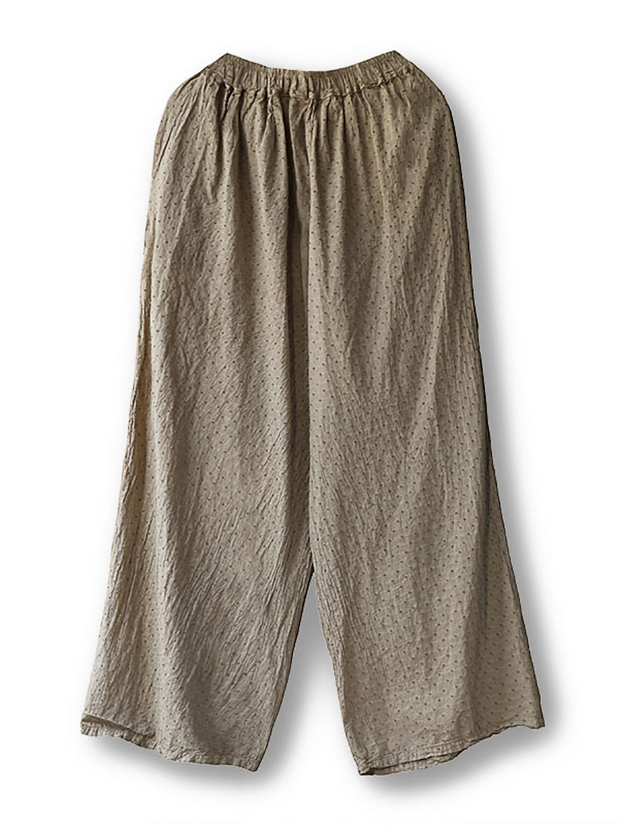Spring Dot Spliced Cotton Straight-leg Pants Sc1019