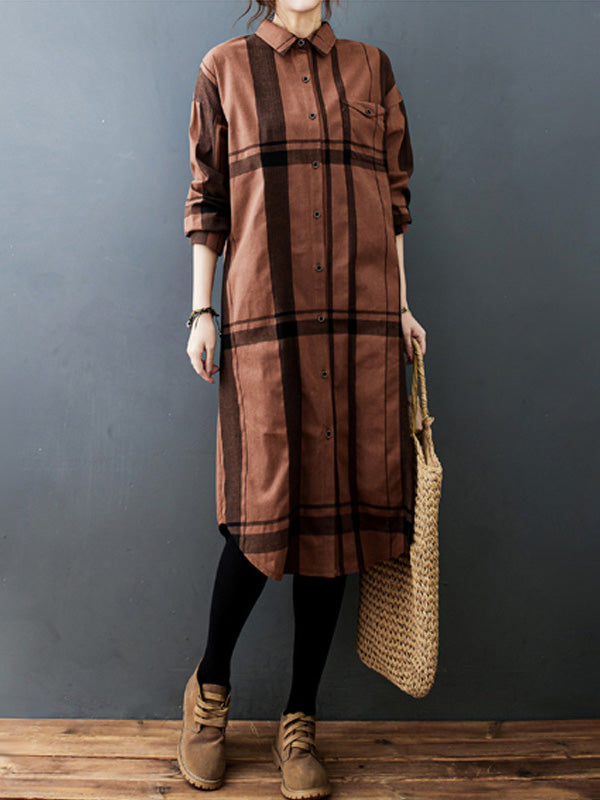 Long Sleeve Pleats Blouse Shirt Dress