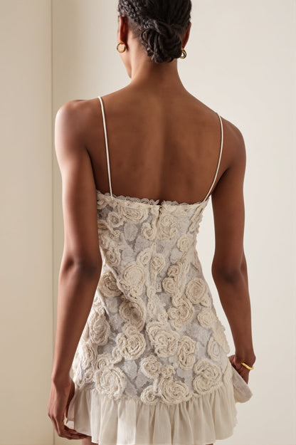 Chiffon Applique Cami Layered Mini Dress