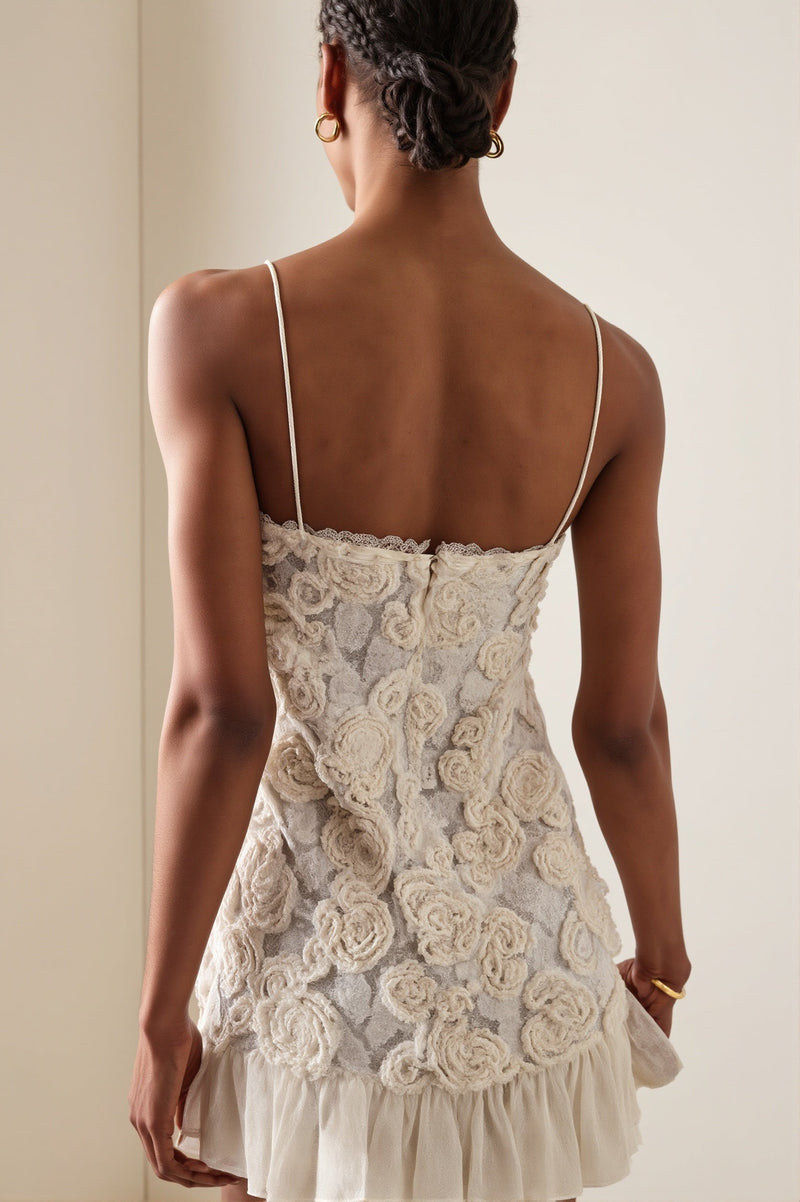 Chiffon Applique Cami Layered Mini Dress