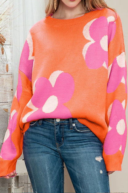 Pink & Orange Cable Knitted Sweater