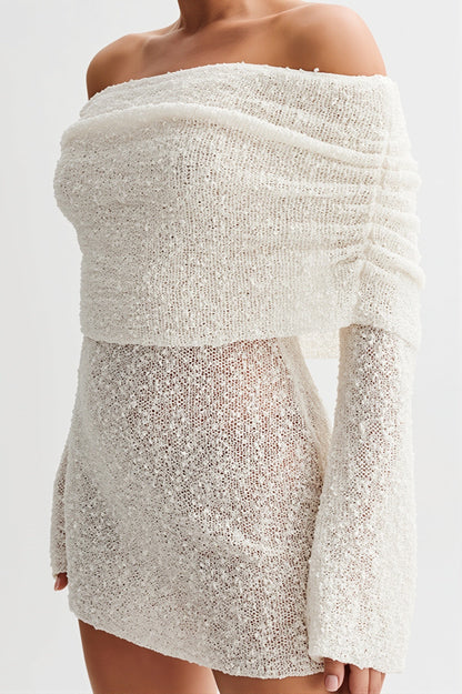 White Bodycon Mini Dress With Tie Waist