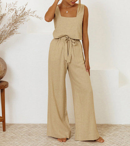 Milena - Minimalist Top and Wide-leg Pants Set