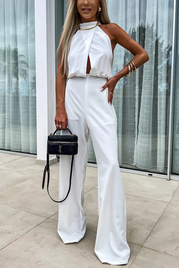 Fashionable Color Sleeveless Hollow Slim Fit Jumpsuit