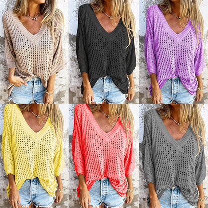 Marigold - V-neck Crochet Sweater