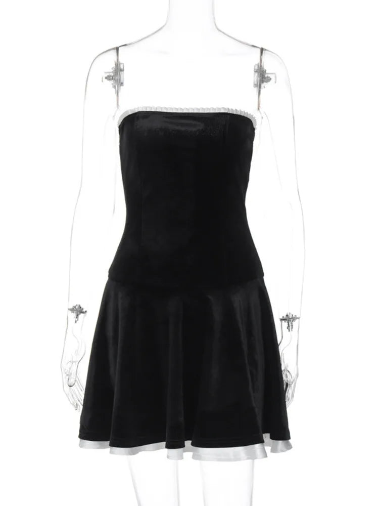 Strapless Backless A-line Mini Dress for Off-shoulder Sleeveless Club Party Dress New
