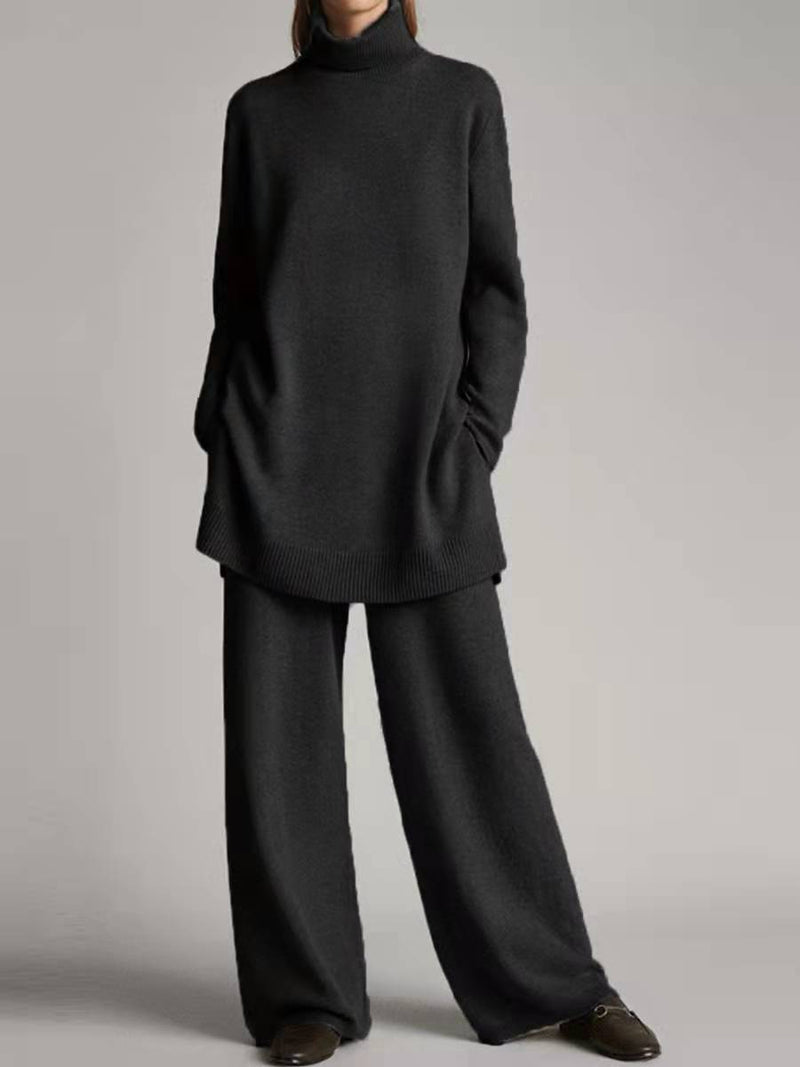 Long Sleeves Knitted Top and Pants Two Pieces Sets