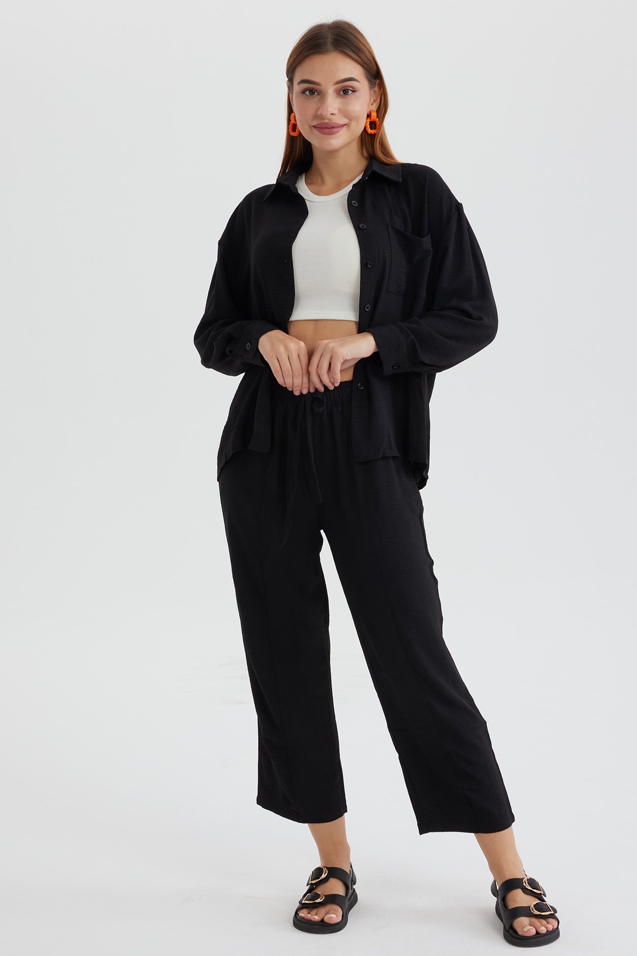Long Sleeve Color Shirt Long Pants Set