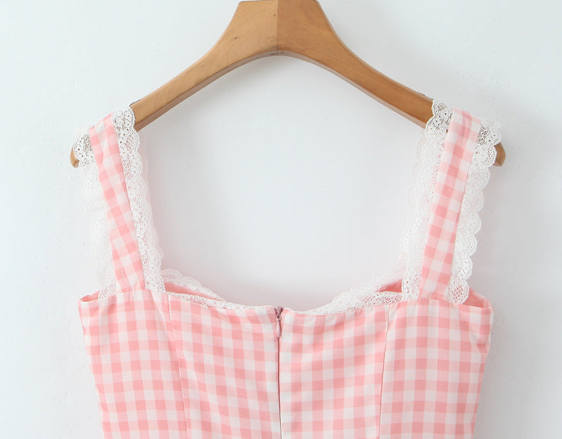 Pink Plaid Mini Dress
