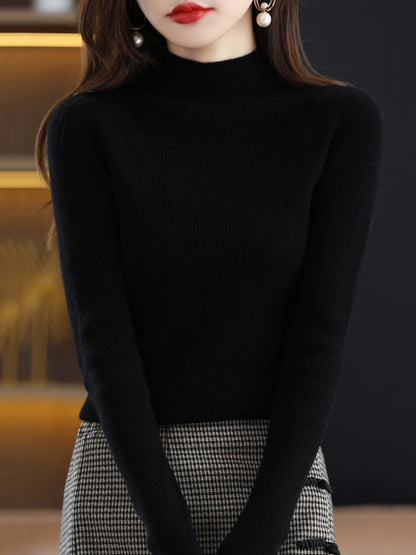 Autumn Half-turtleneck Wool Knit Sweater Ak1041