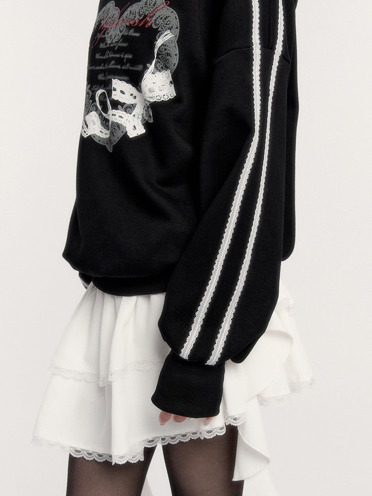 Gothic Heart Print Hoodie/cake Skirt