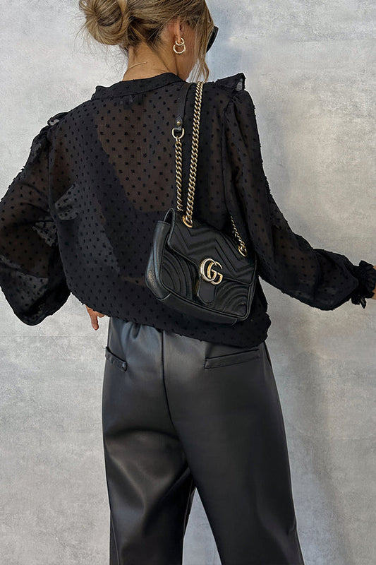 Black Plumeti Blouse