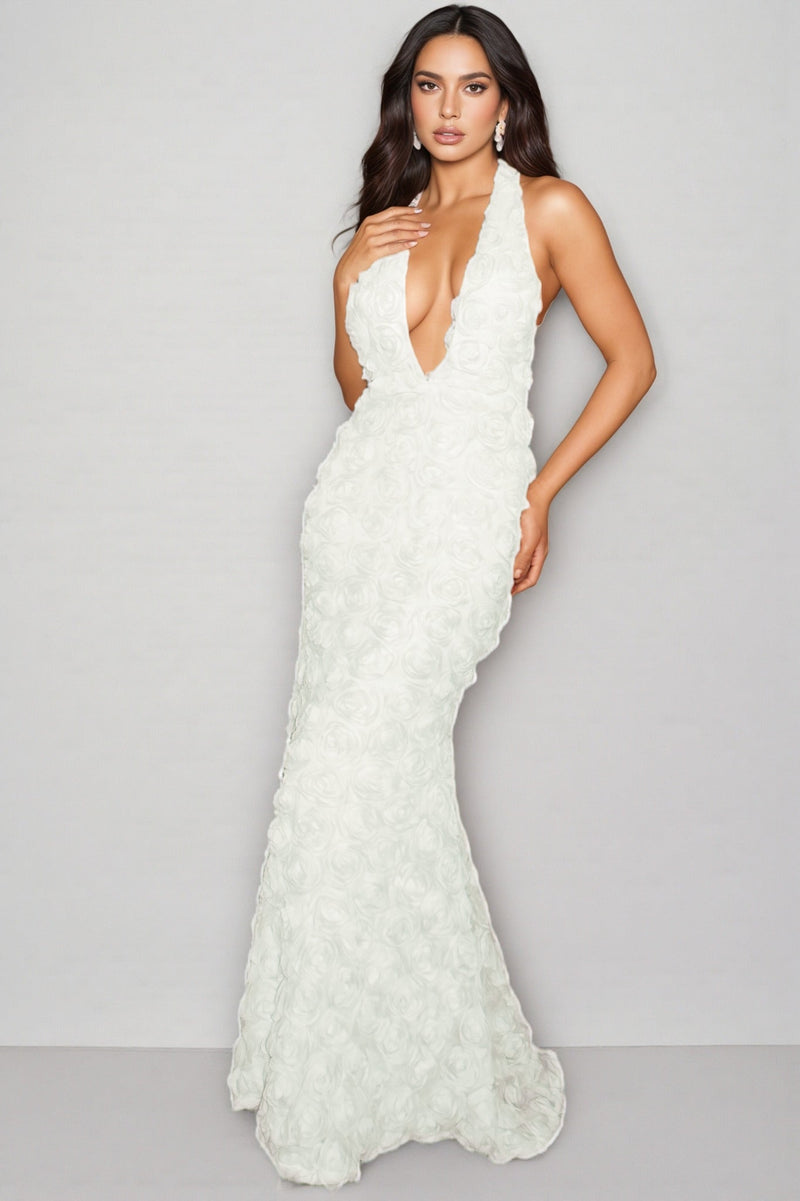 Dorirs Deep V 3d Maxi Dress