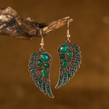 Green Zirconia Wings Earrings