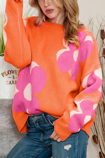 Pink \u0026 Orange Cable Knitted Sweater