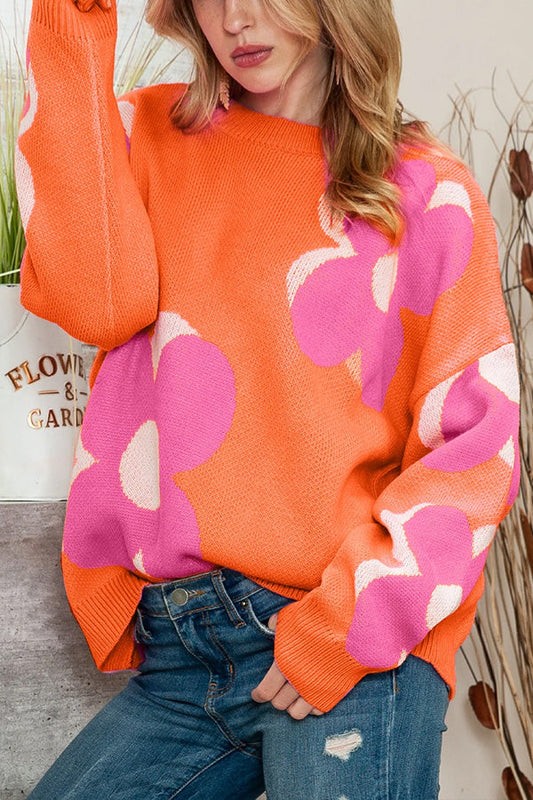 Pink \u0026 Orange Cable Knitted Sweater