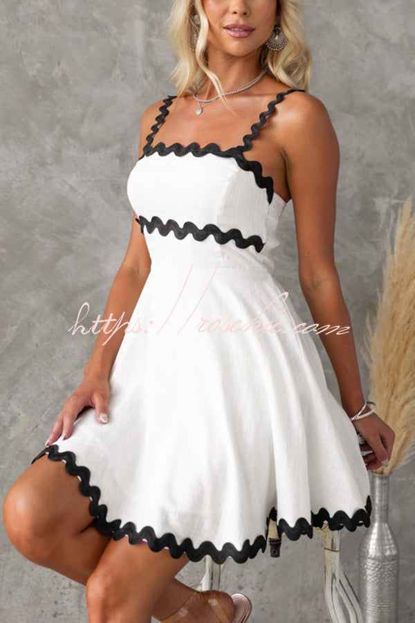 Aimie Color Wavy Lace Suspender Mini Dress