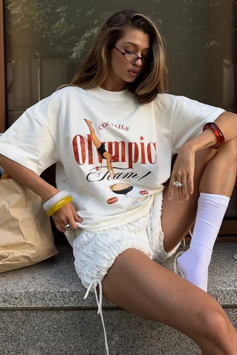 Cotton Loose Creative Print T-shirt