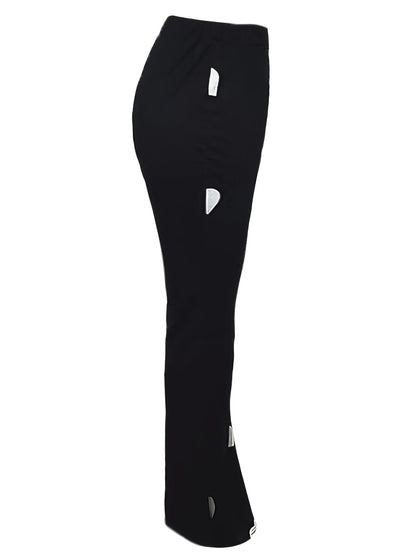 High Waist Heart Print Slimming Flared Pants New Spring Elastic Micro Horn Trousers Sweet Causal Style
