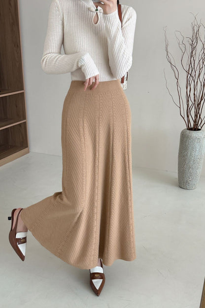 Textured-knit High-waist Maxi Skirt