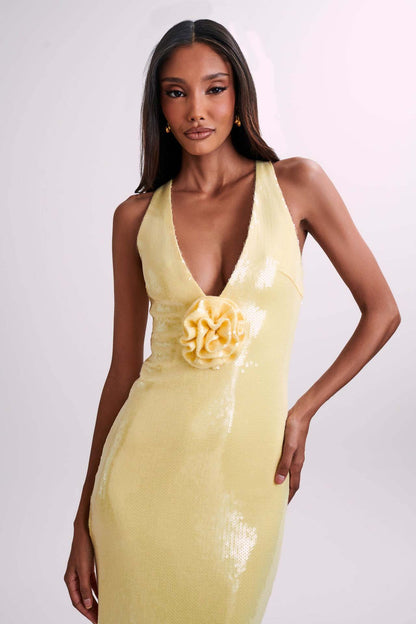 Cut-out Halter High Slit Maxi Dress