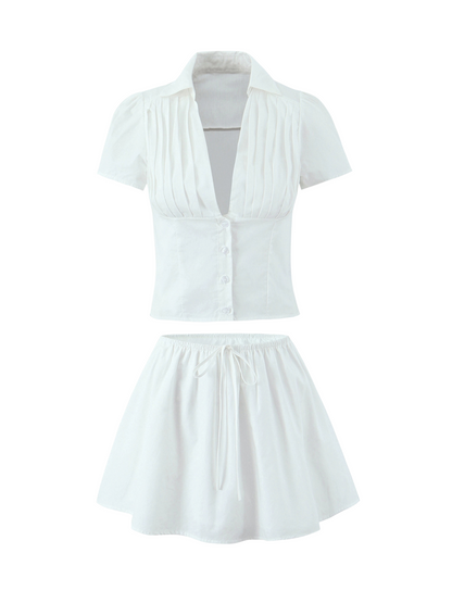 Rachell Shirt Blouse & Skirt Set