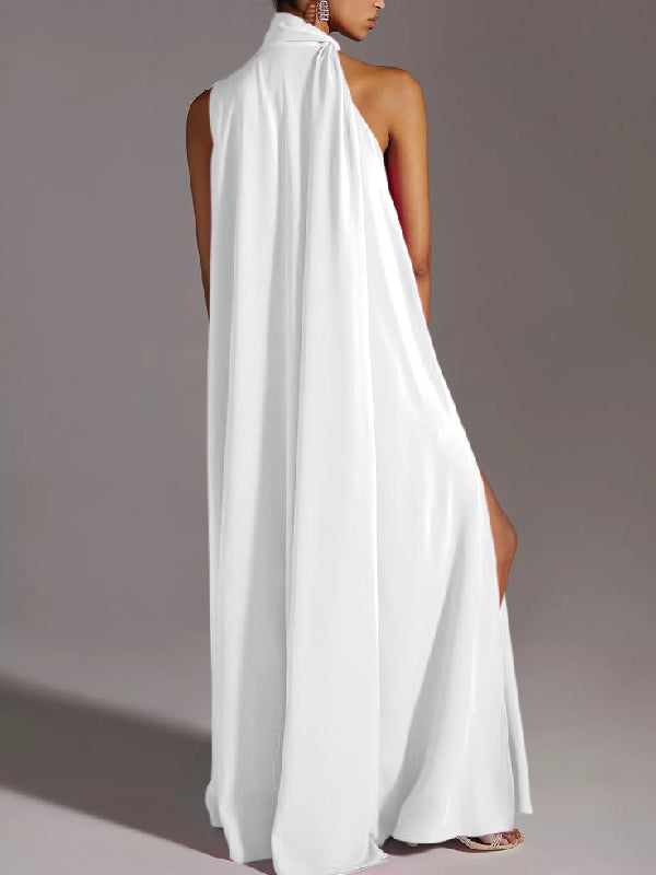 Sleeveless Color Split-side Round-neck Maxi Dresses