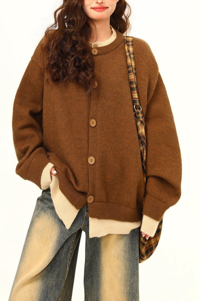 American Retro Fake Two-piece Cardigan