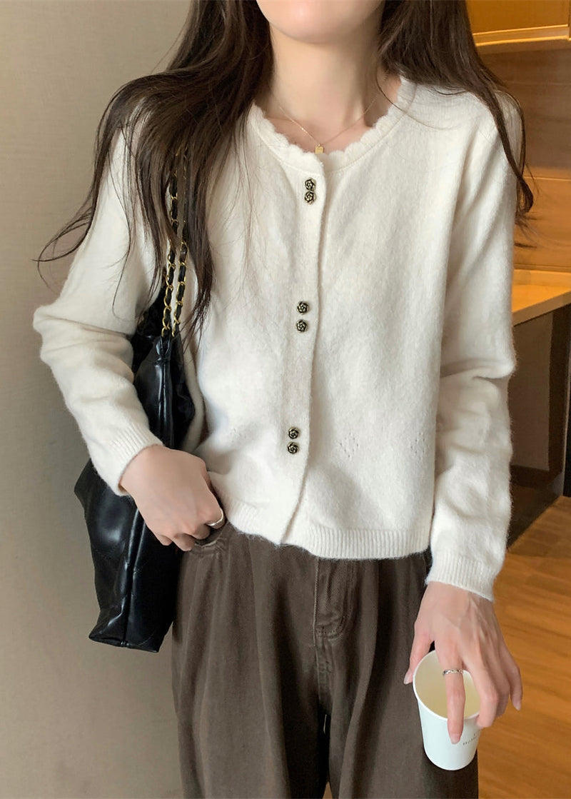 Purple O Neck Button Short Knit Coat Fall Qc040