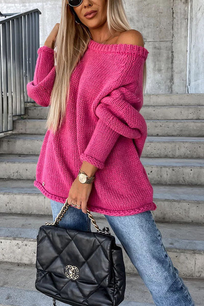 Street Atmosphere Knit Wide Neck Loose Sweater