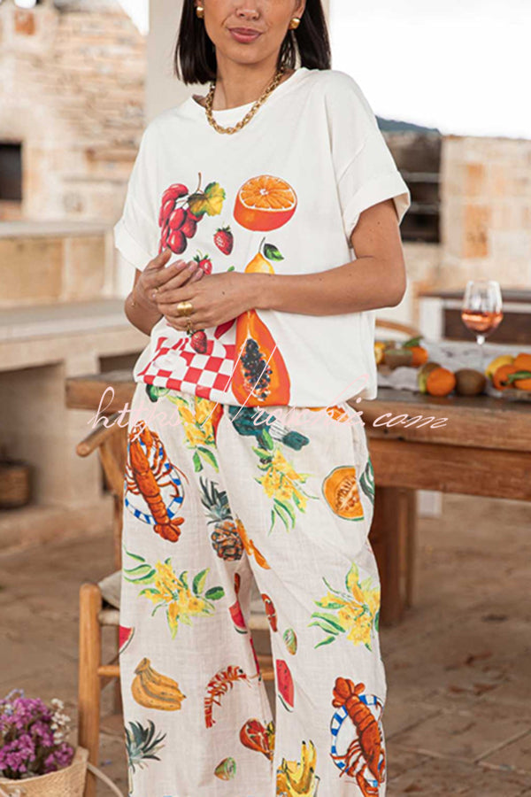 Unique Printed Round Neck Short Sleeve Loose T-shirt