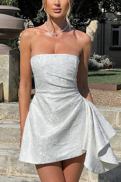 Jacquard Off-shoulder Backless Fitted Mini Dress