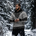 Men's Viking Tribal Jacquard Celtic Inspired Chunky Knit Hooded Sweater elevenforest