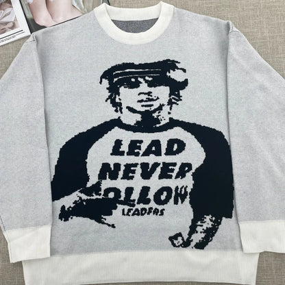 Temperament Commuter Style Pullover Sweater for ’s Autumn and Winter New Loose All-match Crew-neck Knitwear