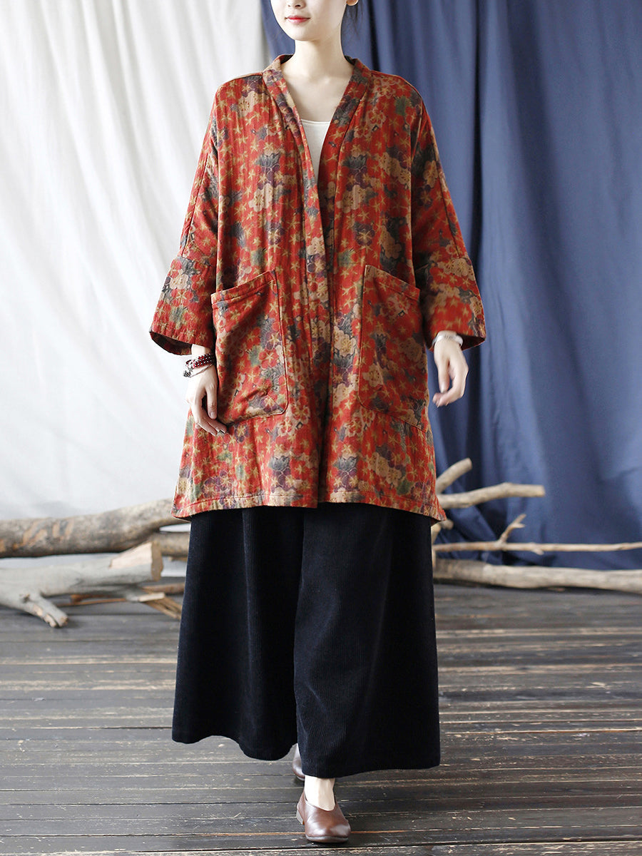 V-neck Pocket Cardigan Coat Rr019