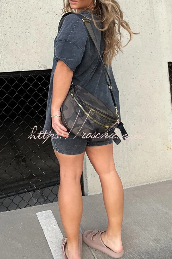 Serena Cotton Blend Oversized T-shirt and Cropped Stretch Cycling Pants