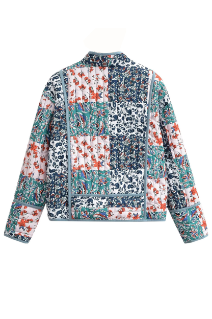 Printed Loose Cardigan Short Quilted Cotton Jacket