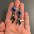 Blue Stone Silver Earrings
