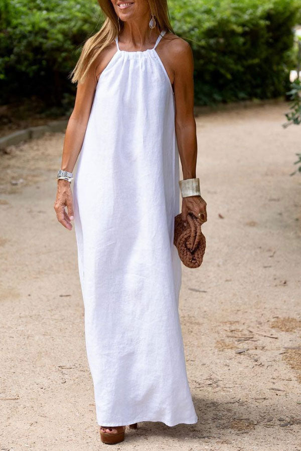 Holiday Color Halter Neck Maxi Dress