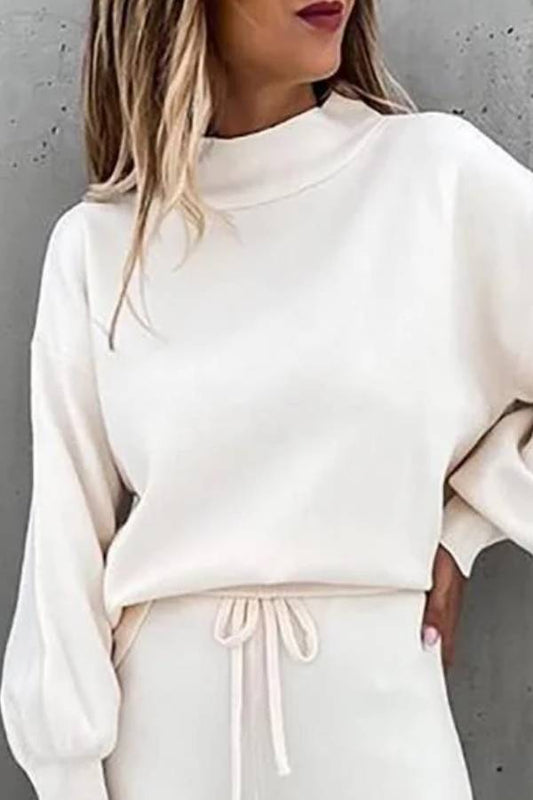 Color High Collar Pencil Pants Suits