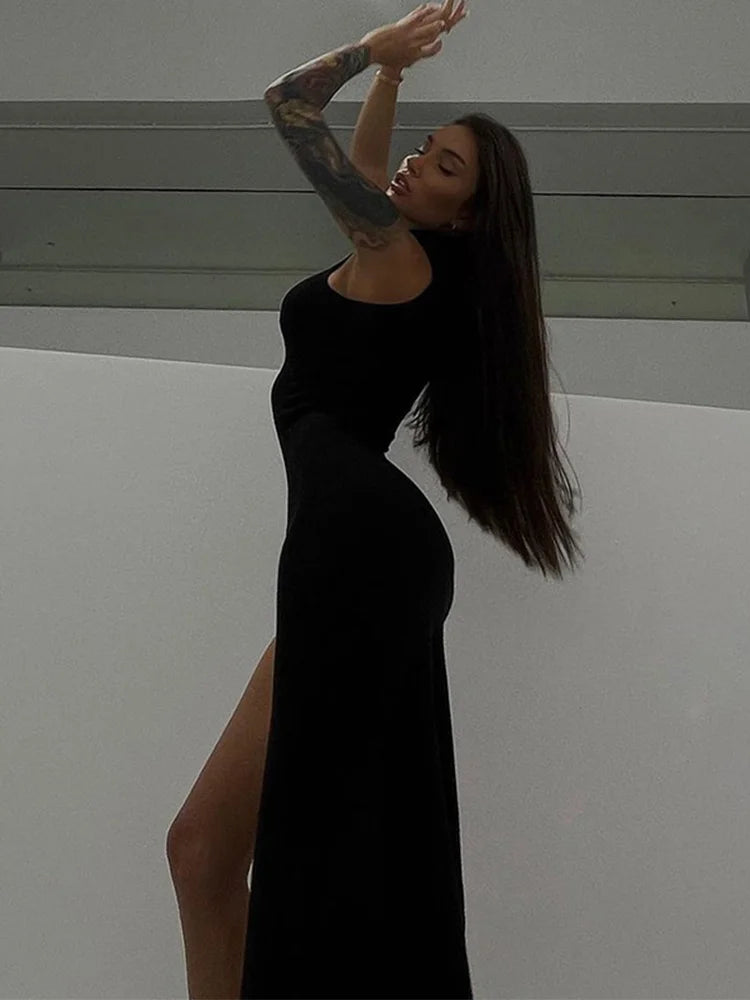 Summer Slit Maxi Dress for Holiday Sleeveless Club Party Tank Sundresses Clothes