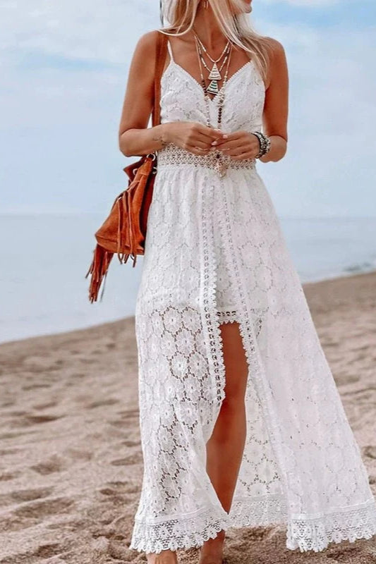 Hollow Out Spaghetti Strap Maxi Dress