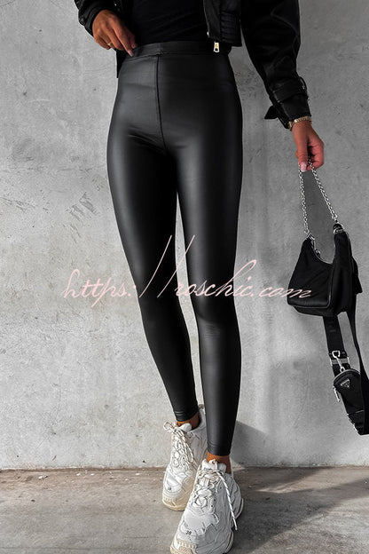 Style Note Faux Leather Legging Pants Elastic