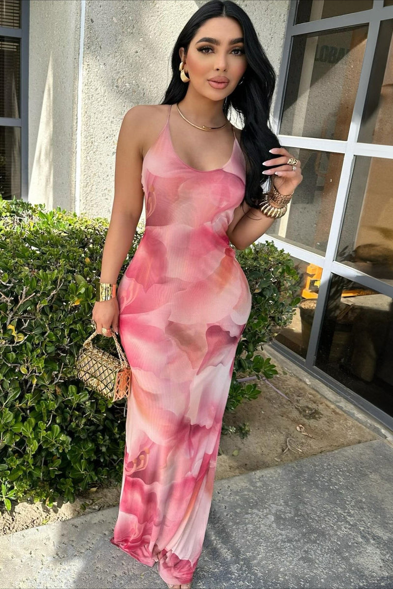 Backless Ruched Bodycon Maxi Dress