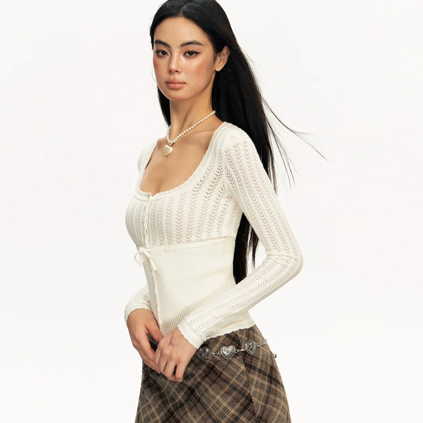Open Knit Ribbed Lace Cardigan