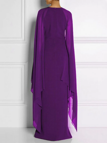 Loose Color Round-neck Maxi Dresses